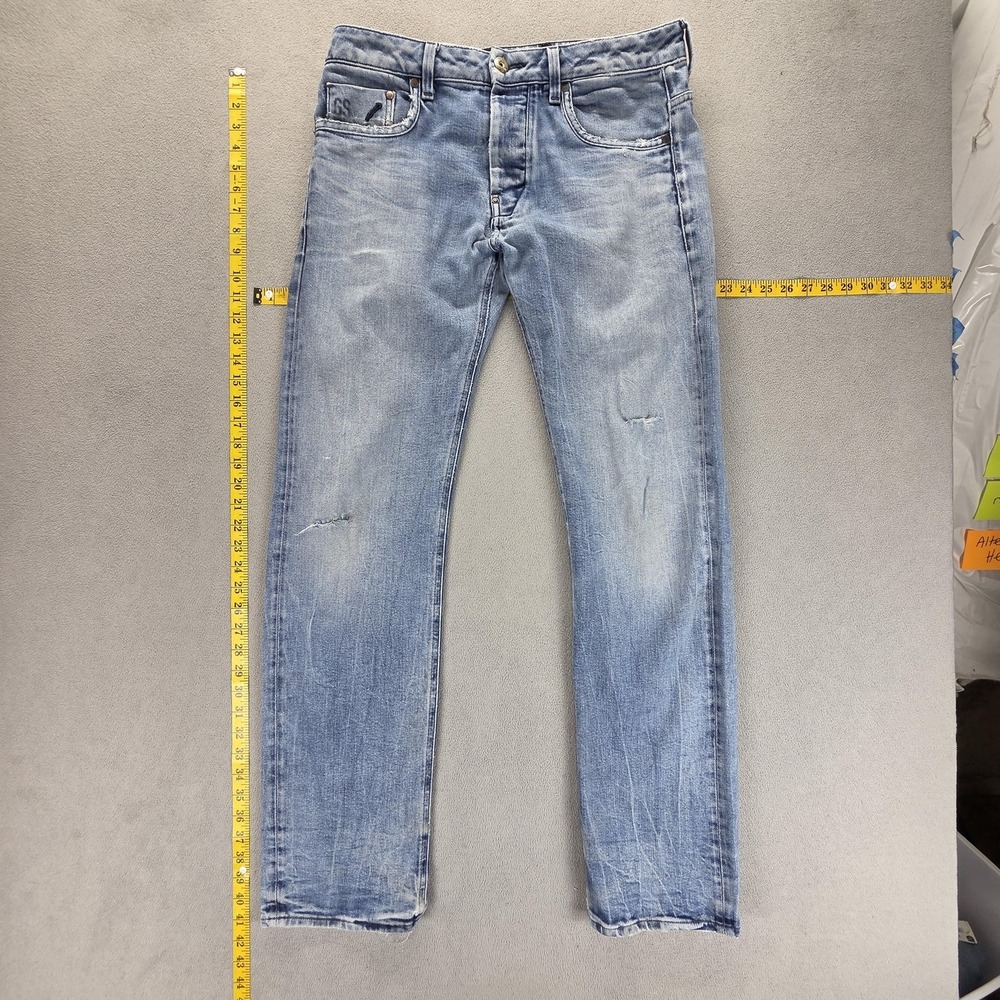 G-Star‎ RAW Jeans Mens 31x34 Light Wash Defend Straight Distressed Button Fly